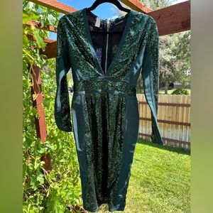 Sequin and Bandage green dress.,